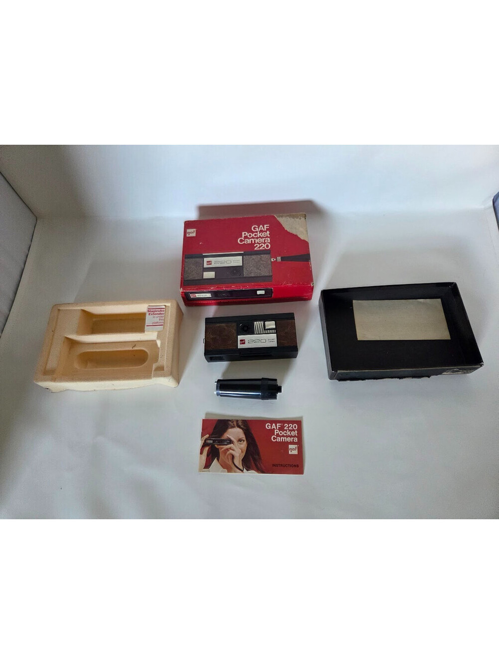 GAF 220 Vintage Pocket Camera with Case, Flash, Box and Instructions